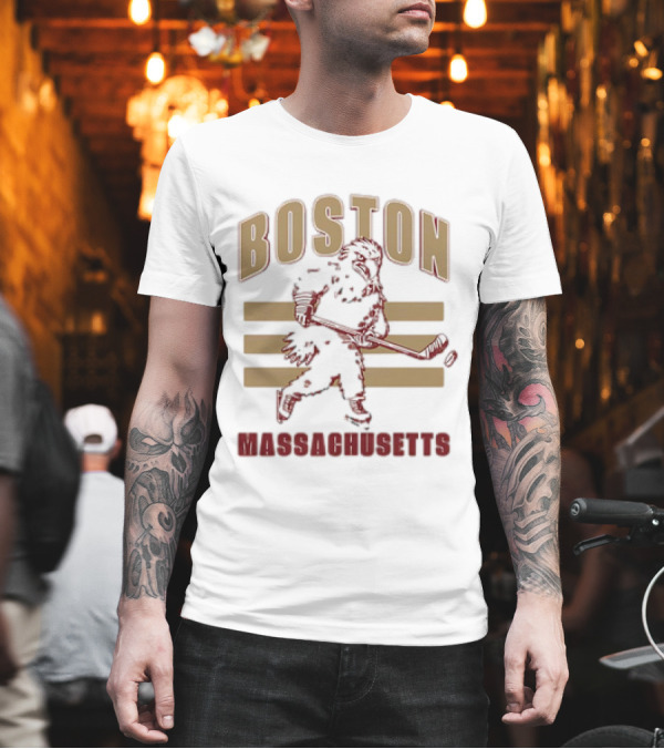 Boston Massachusetts Hockey Mascot Skater T-Shirt