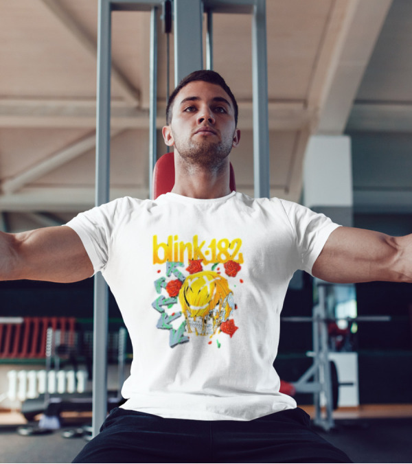 Blink 182 Skull Roses Dripping Yellow Paint T-Shirt