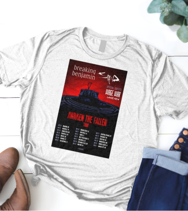 Breaking Benjamin Staind Awaken The Fallen Tour 2025 Special Guests Wage War Lakeview T-Shirt