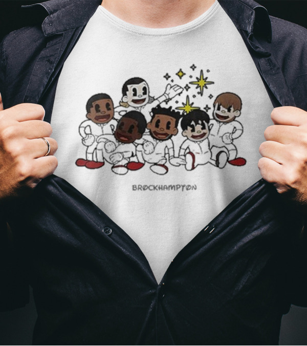Brockhampton Factory Anniversary Cartoon Group Illustration And Stars T-Shirt