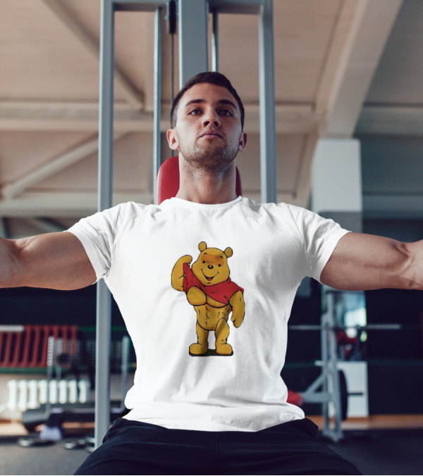 Buff Winnie The Pooh Flexing Muscles Bodybuilder Parody T-Shirt