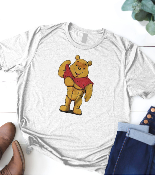 Buff Winnie The Pooh Flexing Muscles Bodybuilder Parody T-Shirt