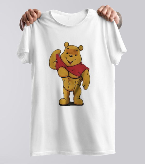 Buff Winnie The Pooh Flexing Muscles Bodybuilder Parody T-Shirt