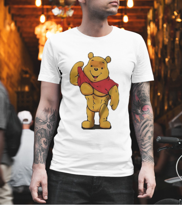 Buff Winnie The Pooh Flexing Muscles Bodybuilder Parody T-Shirt