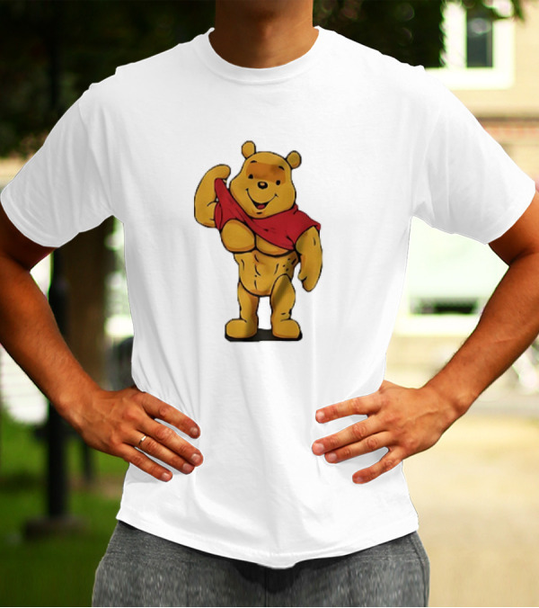 Buff Winnie The Pooh Flexing Muscles Bodybuilder Parody T-Shirt