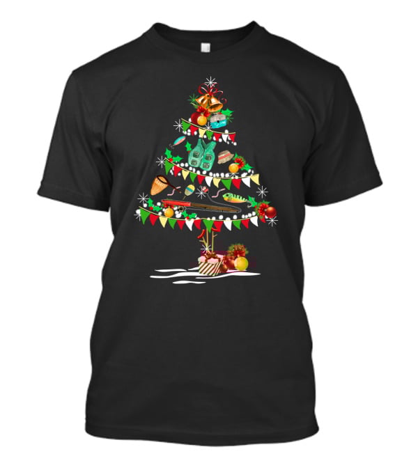 Christmas Tree With Fishing Lures And Holiday Decorations T-Shirt