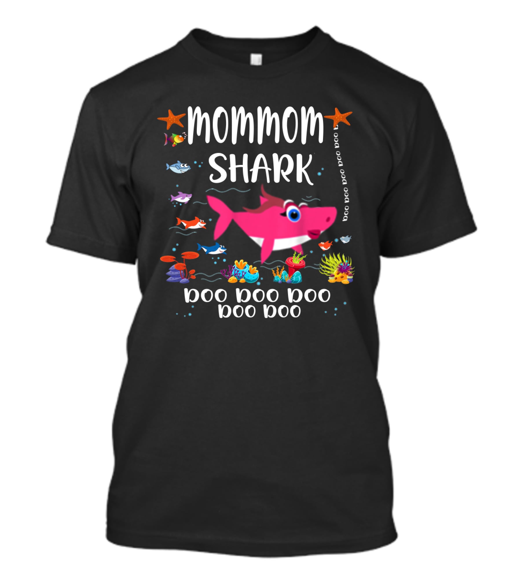 Mommom Shark Doo Doo Doo Doo Doo Doo Matching Family Shark Ocean Scene T-Shirt