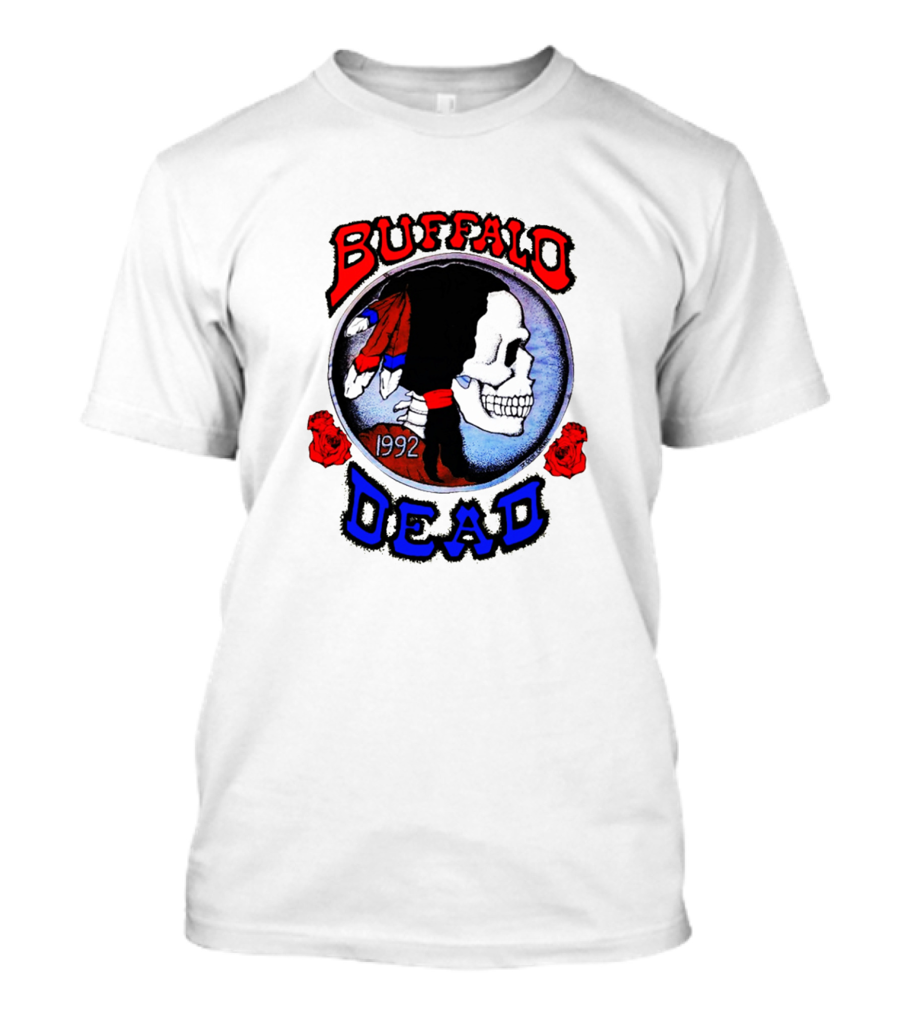 Buffalo Dead 1992 Skull With Roses T-Shirt