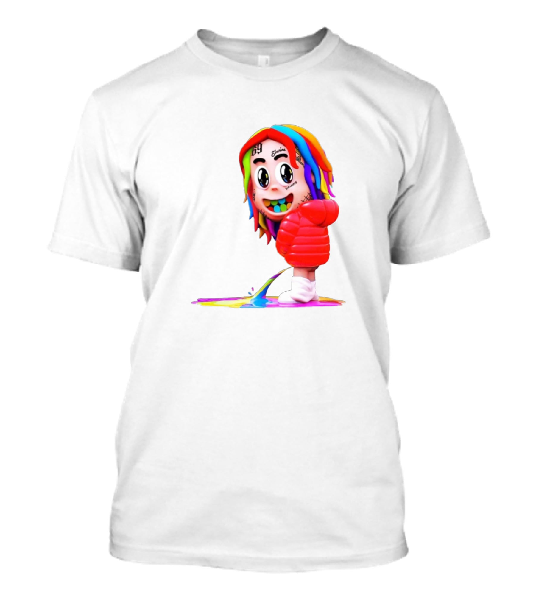 Sixnine Rainbow Hair Cartoon Character Merch T-Shirt