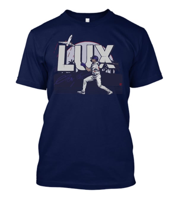 LUX Los Angeles Baseball Player With Plane And Palm Trees T-Shirt