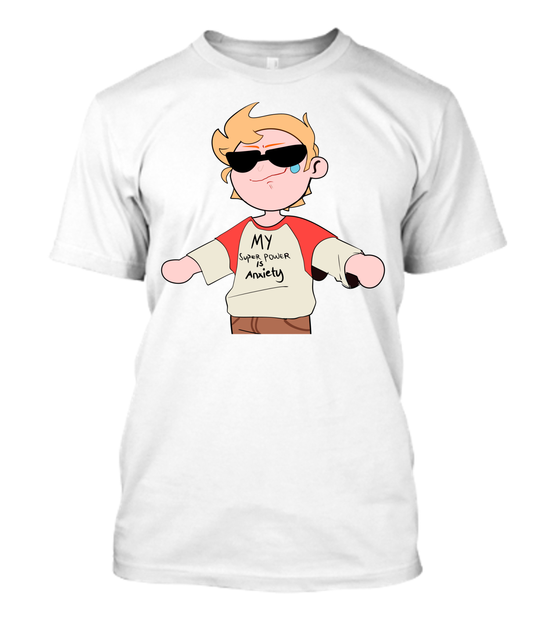 MY Super Power Is Anxiety Character With Sunglasses And Red Sleeves T-Shirt