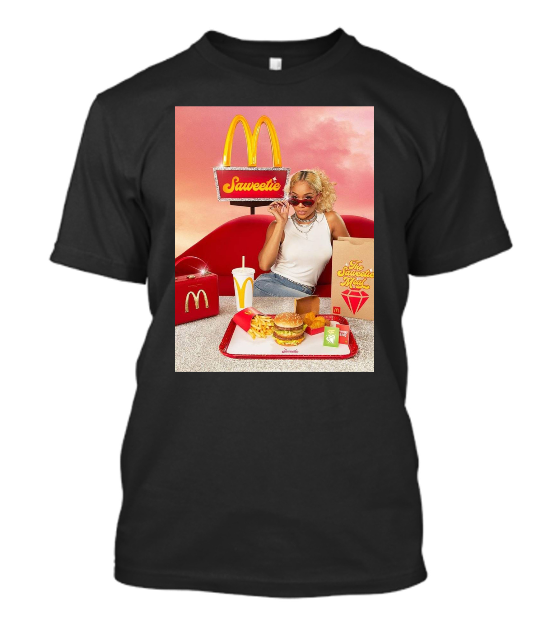 Saweetie Meal McDonald's Promo Featuring Iconic Branding And Menu Items T-Shirt