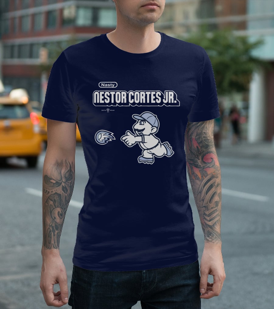 Nasty Nestor Cortes Jr. Cartoon Baseball New York Roto Wear T-Shirt