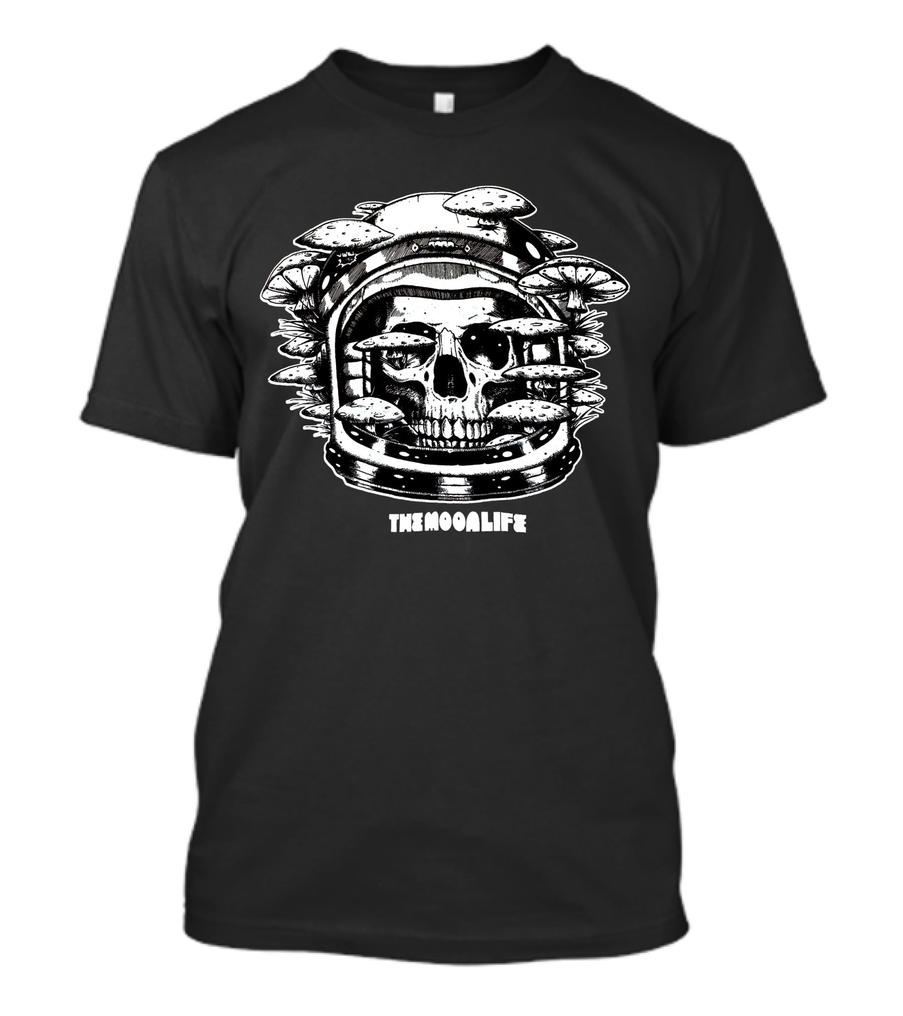 THEMOONLIFE Shrooms Of Doom Skull Astronaut T-Shirt
