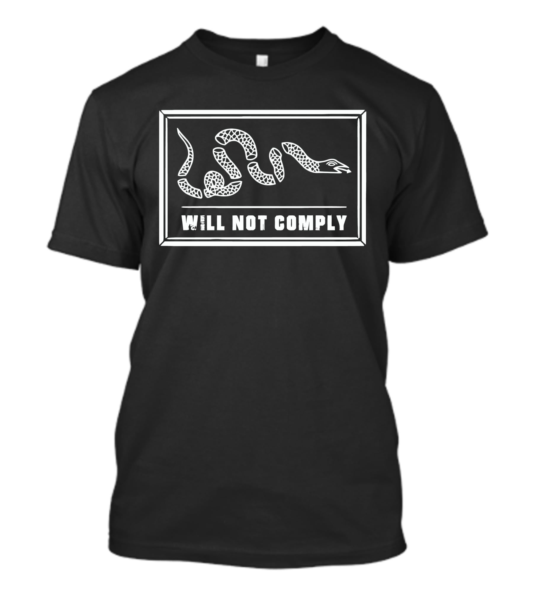 Will Not Comply Coiled Snake Symbol In Frame T-Shirt