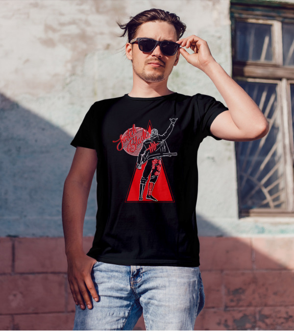 Switchblade Jay White Triangle Back Pose T-Shirt