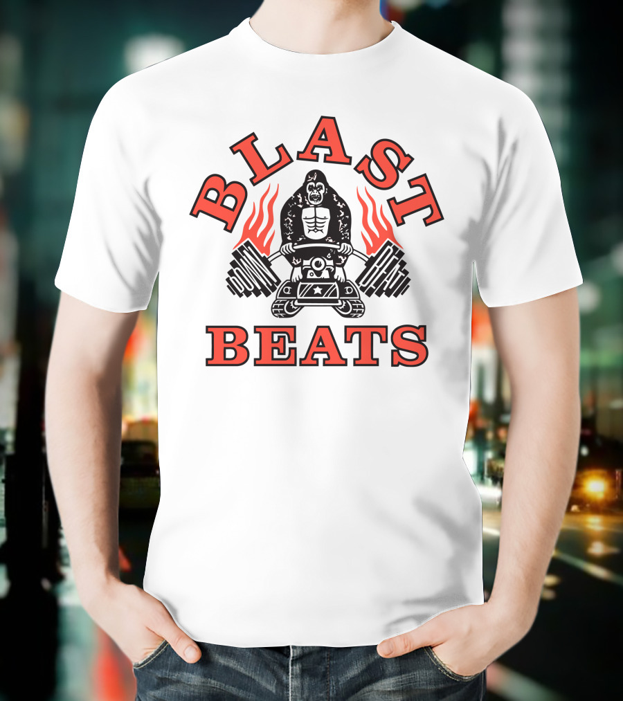 BLAST BEATS Ape With Weights And Flames T-Shirt
