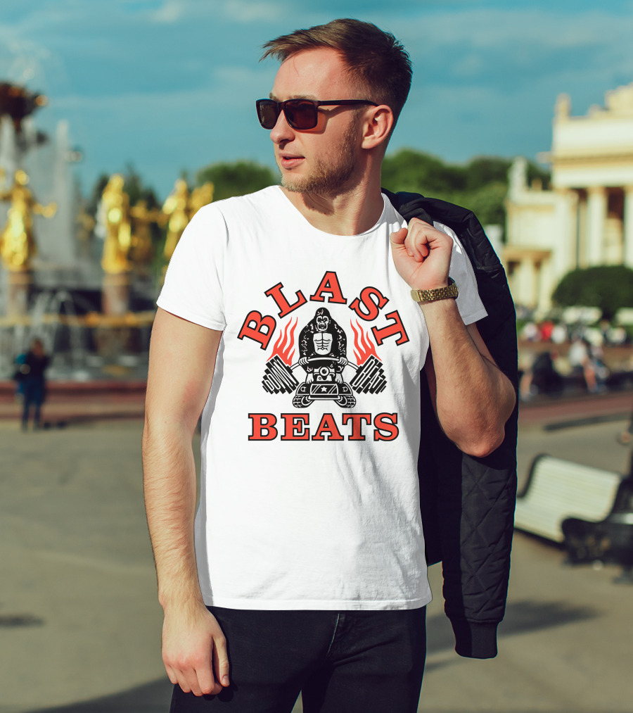 BLAST BEATS Ape With Weights And Flames T-Shirt