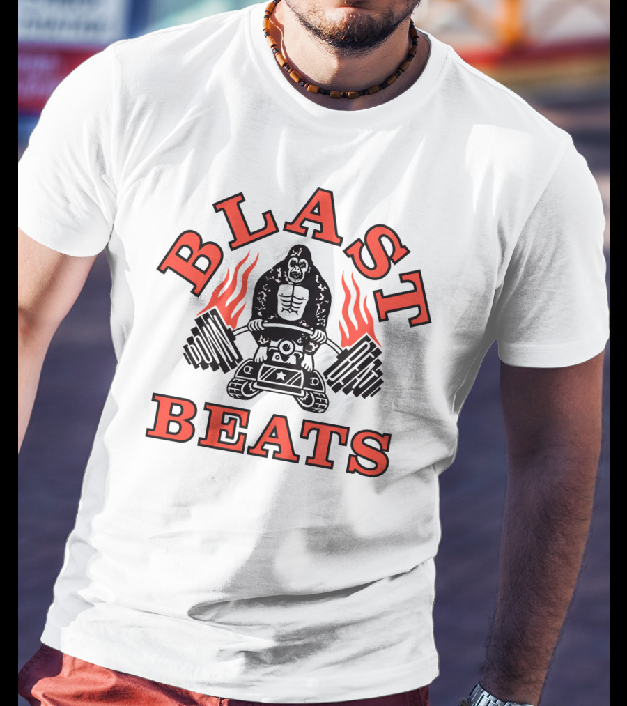 BLAST BEATS Ape With Weights And Flames T-Shirt