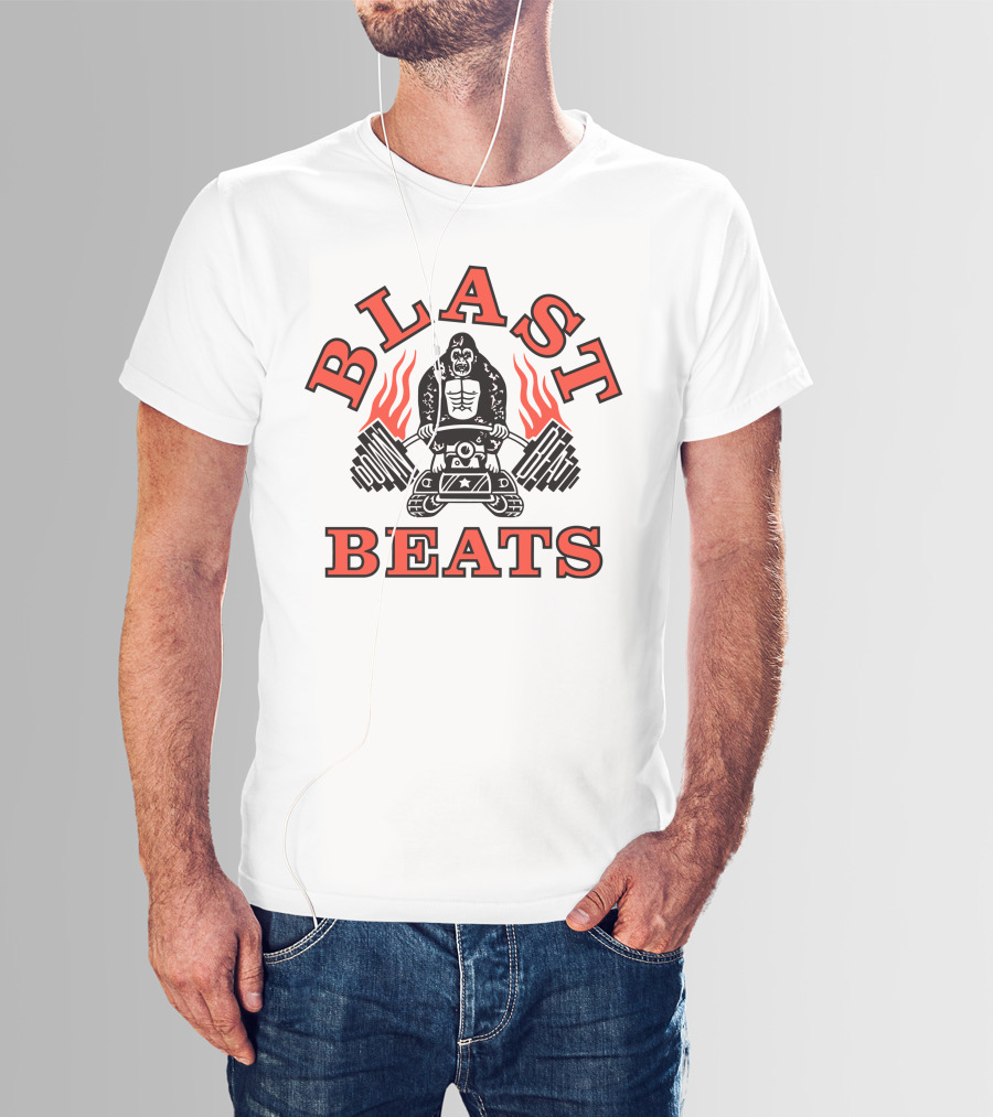 BLAST BEATS Ape With Weights And Flames T-Shirt