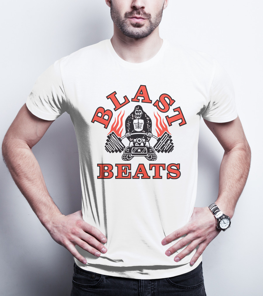 BLAST BEATS Ape With Weights And Flames T-Shirt