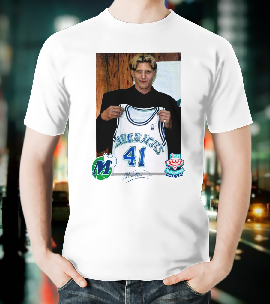 Dirk Nowitzki Mavericks NBA Draft Vancouver June 24 1998 T-Shirt