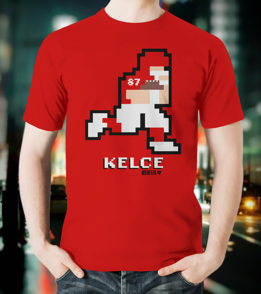 Kelce 87 NFLPA 8 Bit Retro Football Red T-Shirt