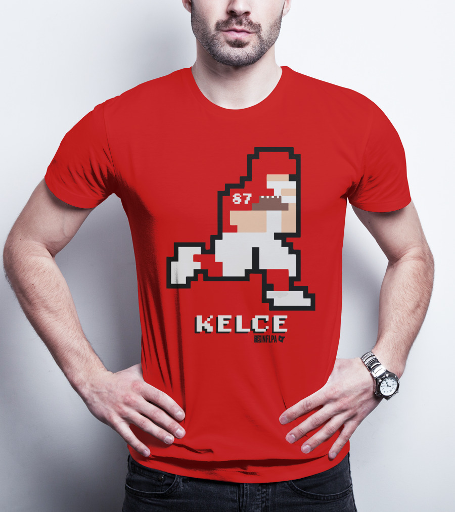 Kelce 87 NFLPA 8 Bit Retro Football Red T-Shirt