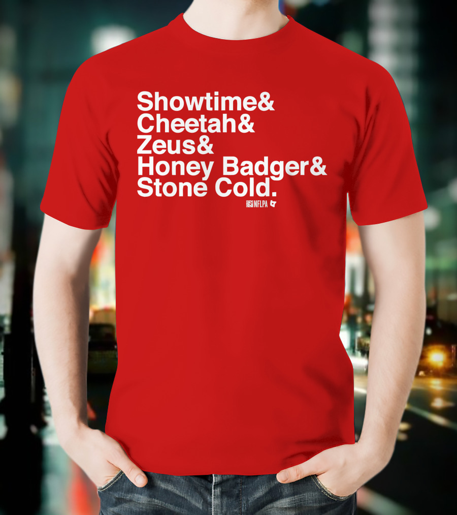 Showtime Cheetah Zeus Honey Badger Stone Cold NFLPA T-Shirt