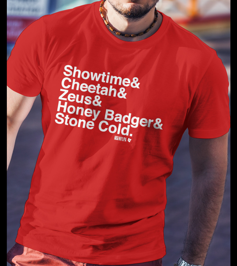 Showtime Cheetah Zeus Honey Badger Stone Cold NFLPA T-Shirt
