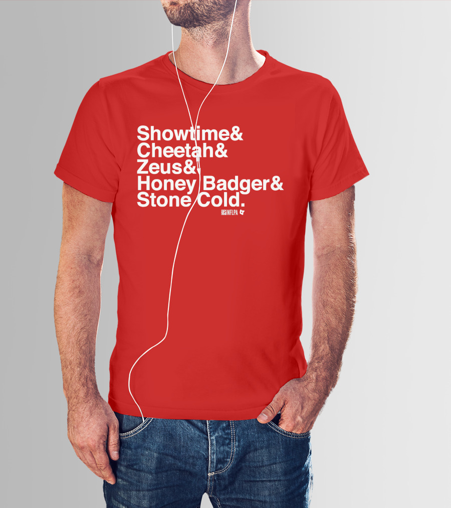 Showtime Cheetah Zeus Honey Badger Stone Cold NFLPA T-Shirt