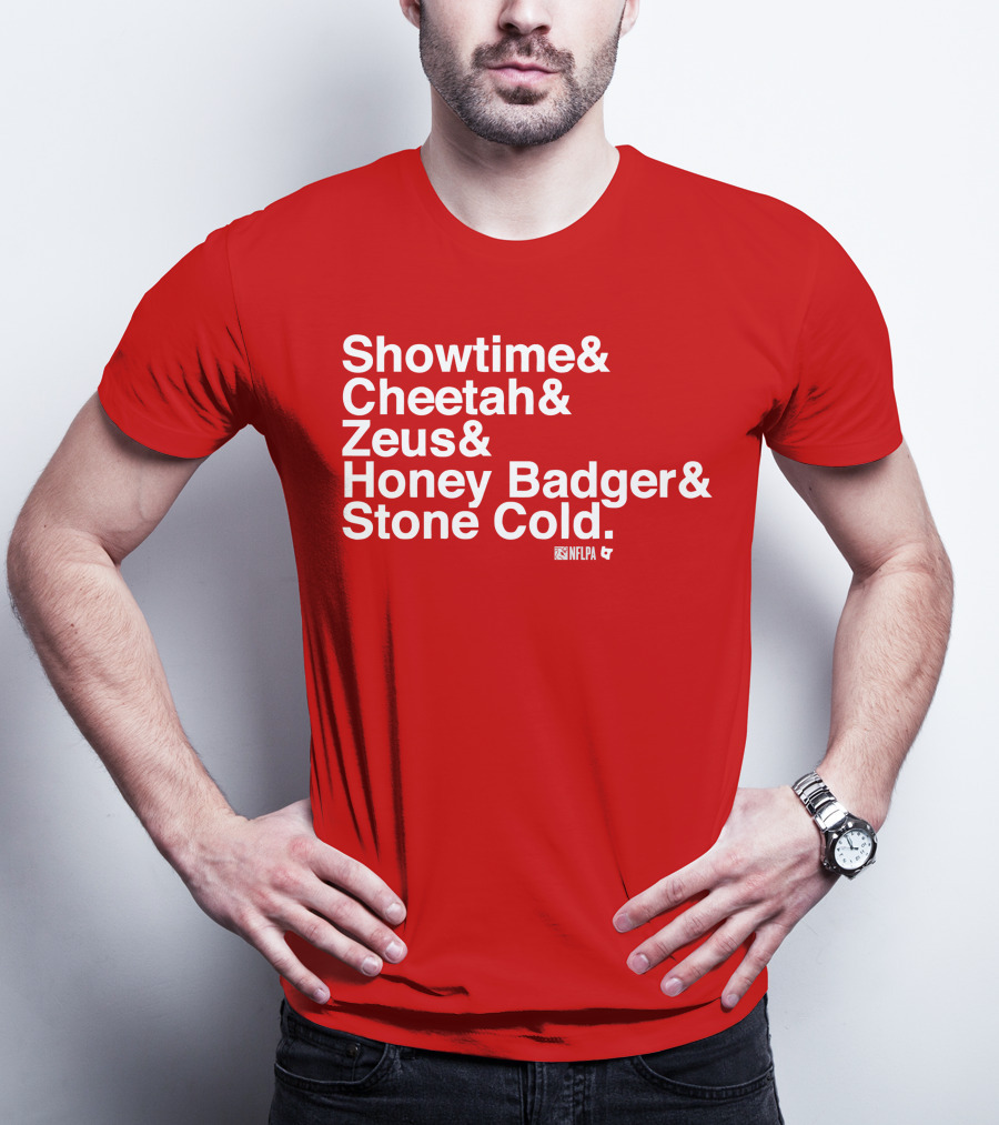 Showtime Cheetah Zeus Honey Badger Stone Cold NFLPA T-Shirt