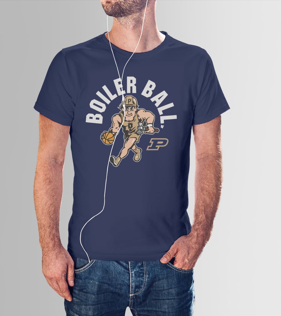 Purdue Boiler Ball Mascot Dribbling Basketball T-Shirt