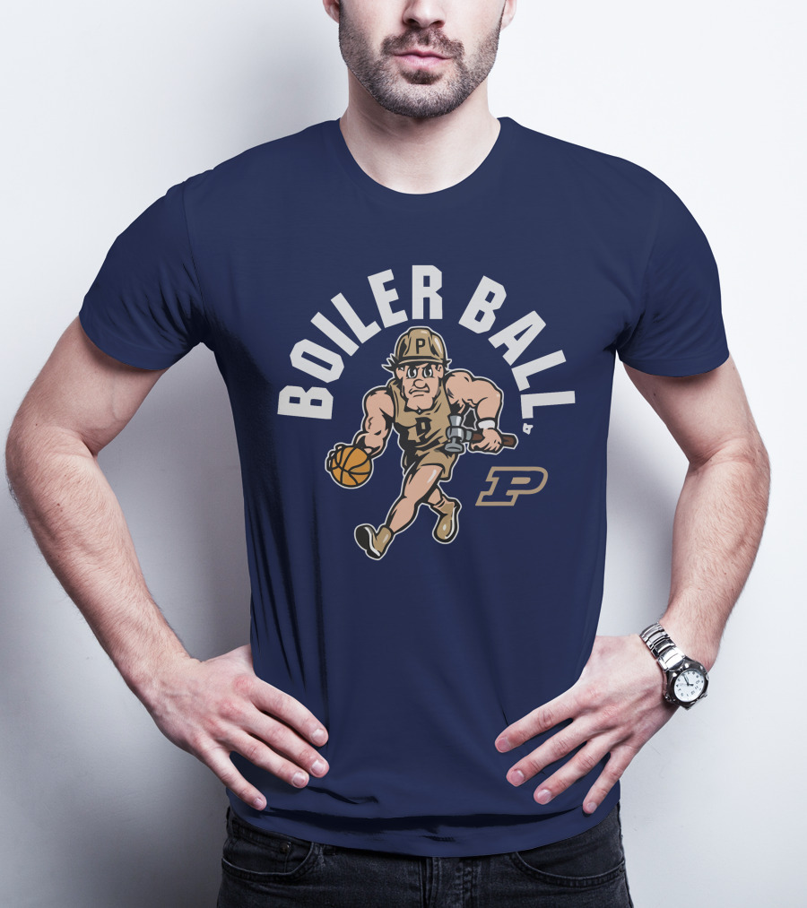 Purdue Boiler Ball Mascot Dribbling Basketball T-Shirt