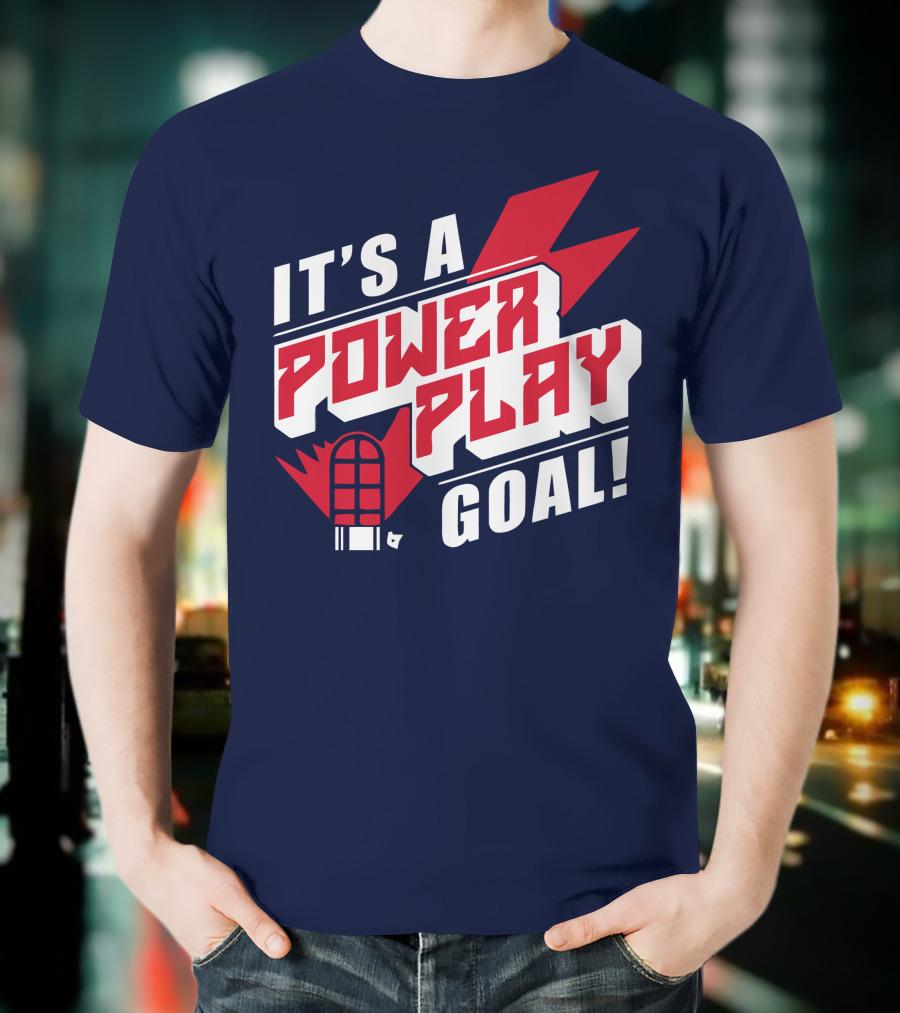 IT'S A POWER PLAY GOAL Retro Hockey Net Lightning Bolt T-Shirt