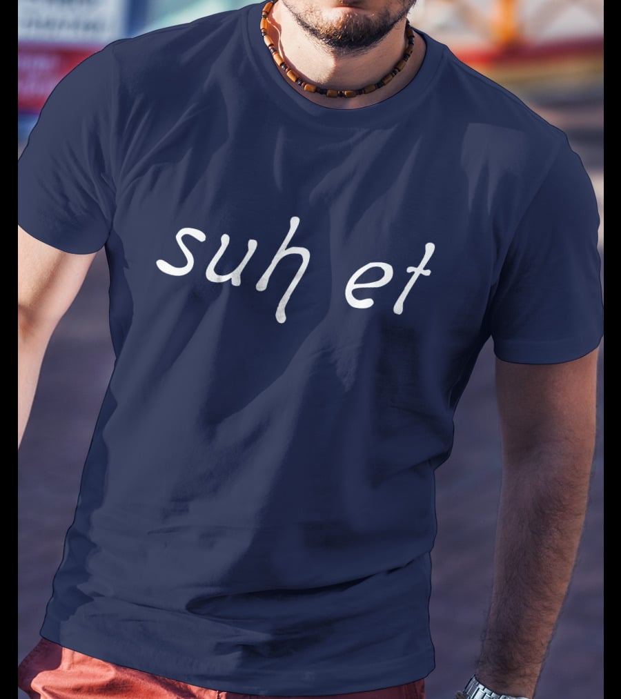 Suh Et Minimalist Text Design Navy Blue T-Shirt