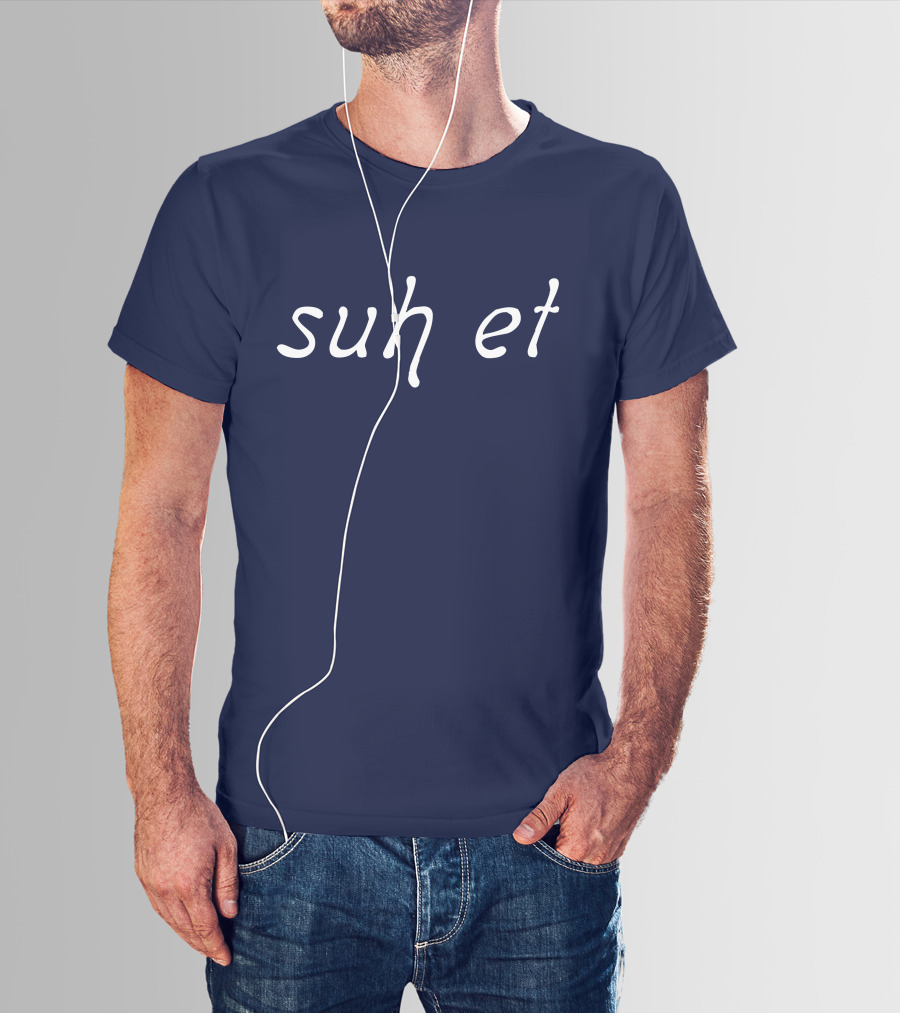 Suh Et Minimalist Text Design Navy Blue T-Shirt