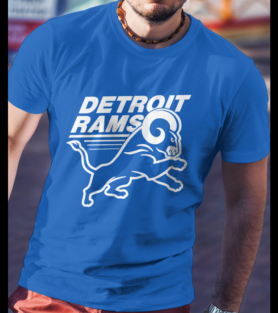 Detroit Rams Football Team Logo Crossover Fan Merchandise T-Shirt