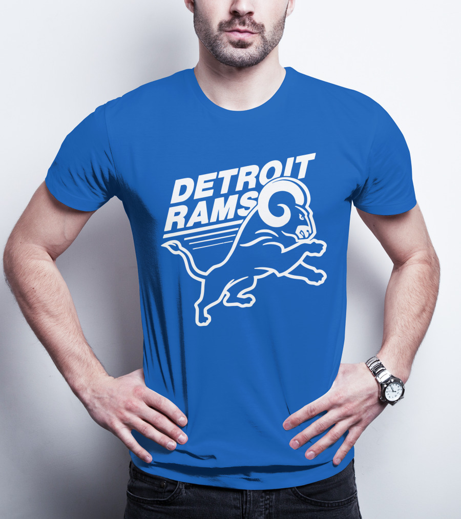 Detroit Rams Football Team Logo Crossover Fan Merchandise T-Shirt