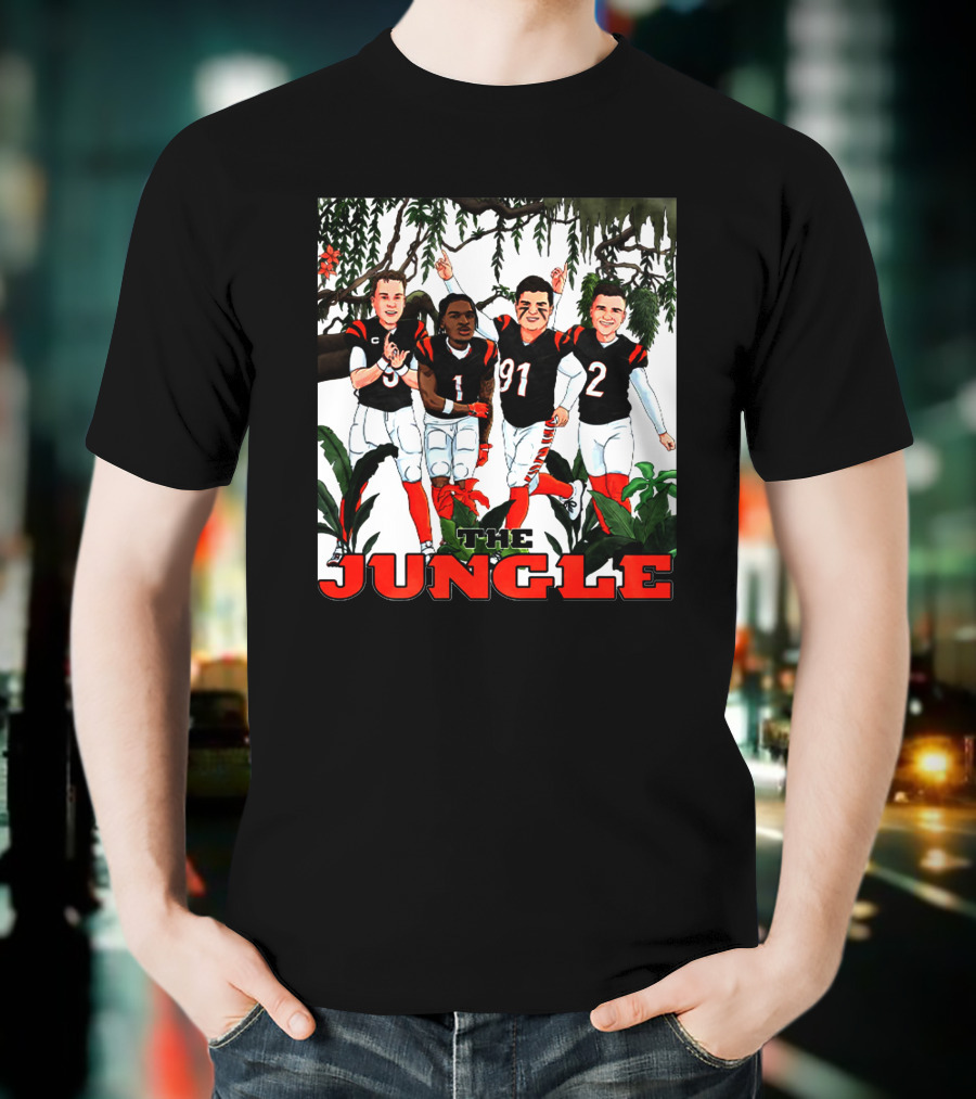 The Jungle Football Players In Team Jerseys Celebrating In Forest T-Shirt
