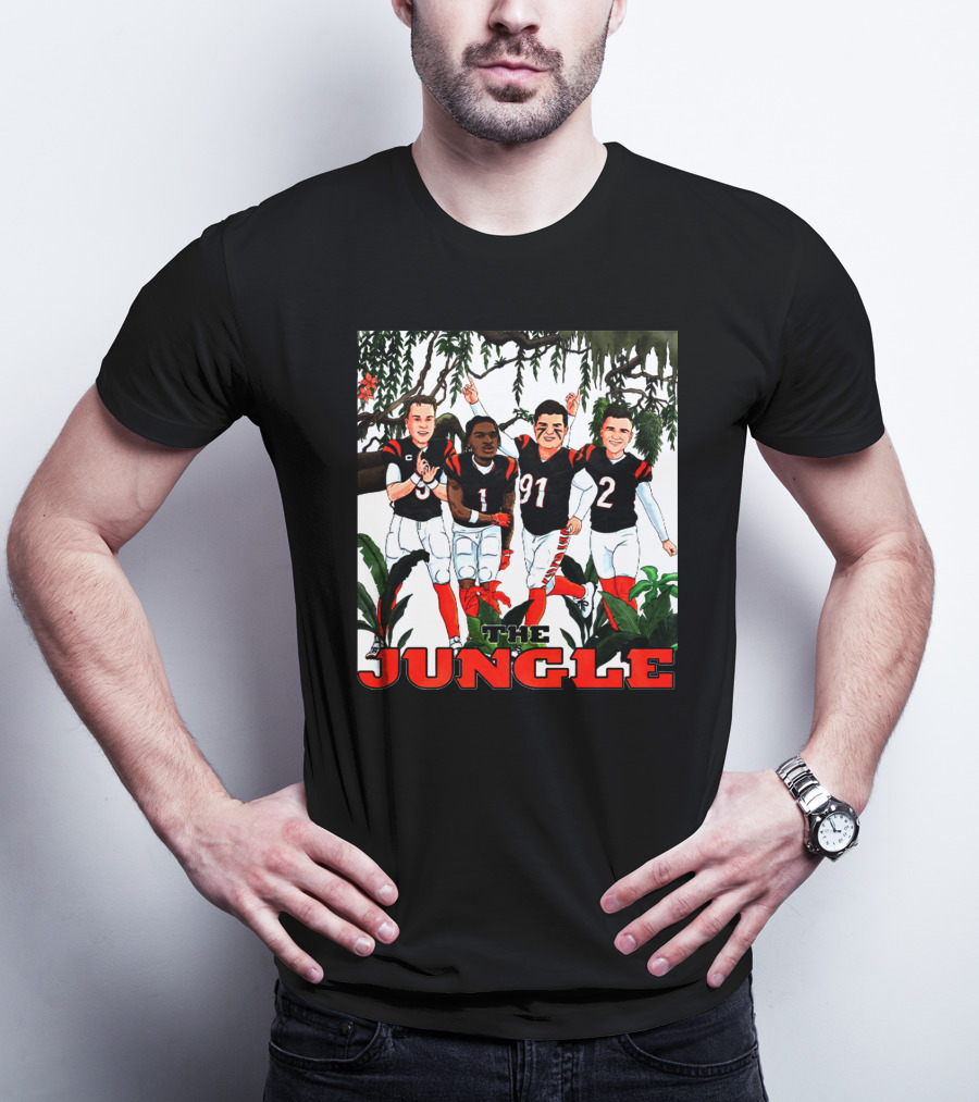 The Jungle Football Players In Team Jerseys Celebrating In Forest T-Shirt