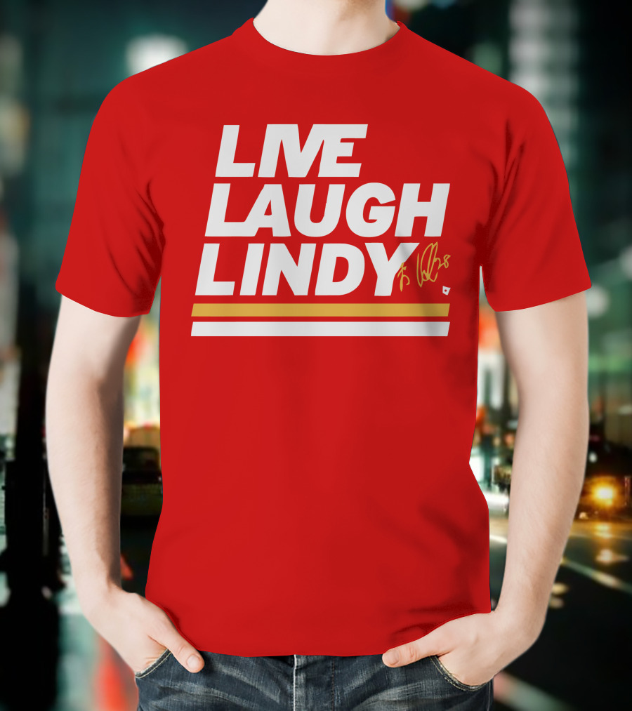 Elias Lindholm Live Laugh Lindy Bold Red Text With Signature T-Shirt