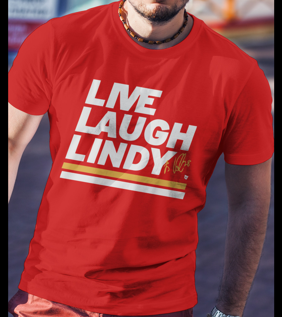 Elias Lindholm Live Laugh Lindy Bold Red Text With Signature T-Shirt