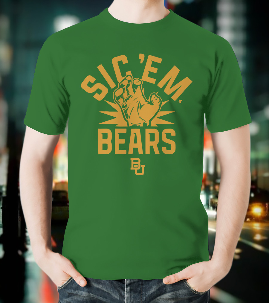 Sic 'Em Bears BU Baylor Paw Green Gold T-Shirt