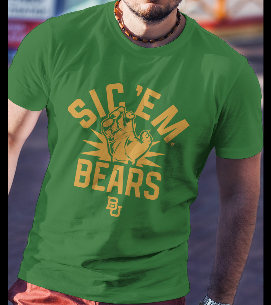 Sic 'Em Bears BU Baylor Paw Green Gold T-Shirt