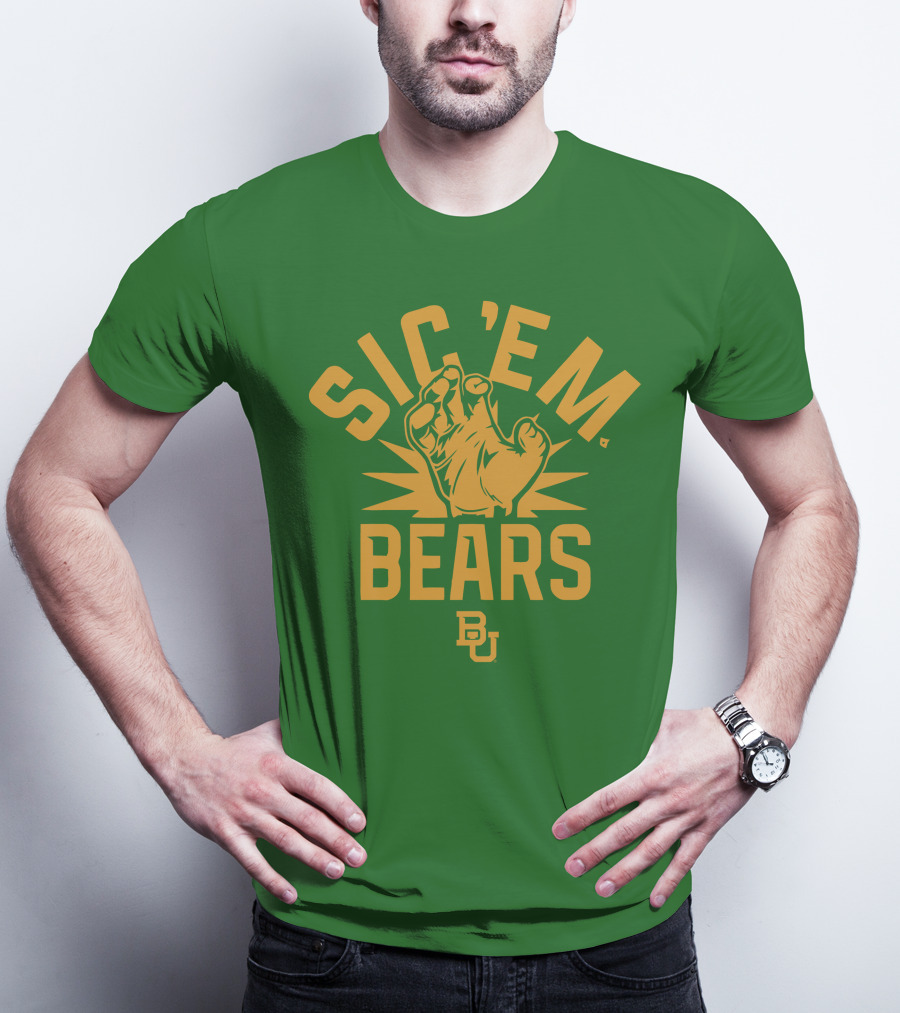 Sic 'Em Bears BU Baylor Paw Green Gold T-Shirt