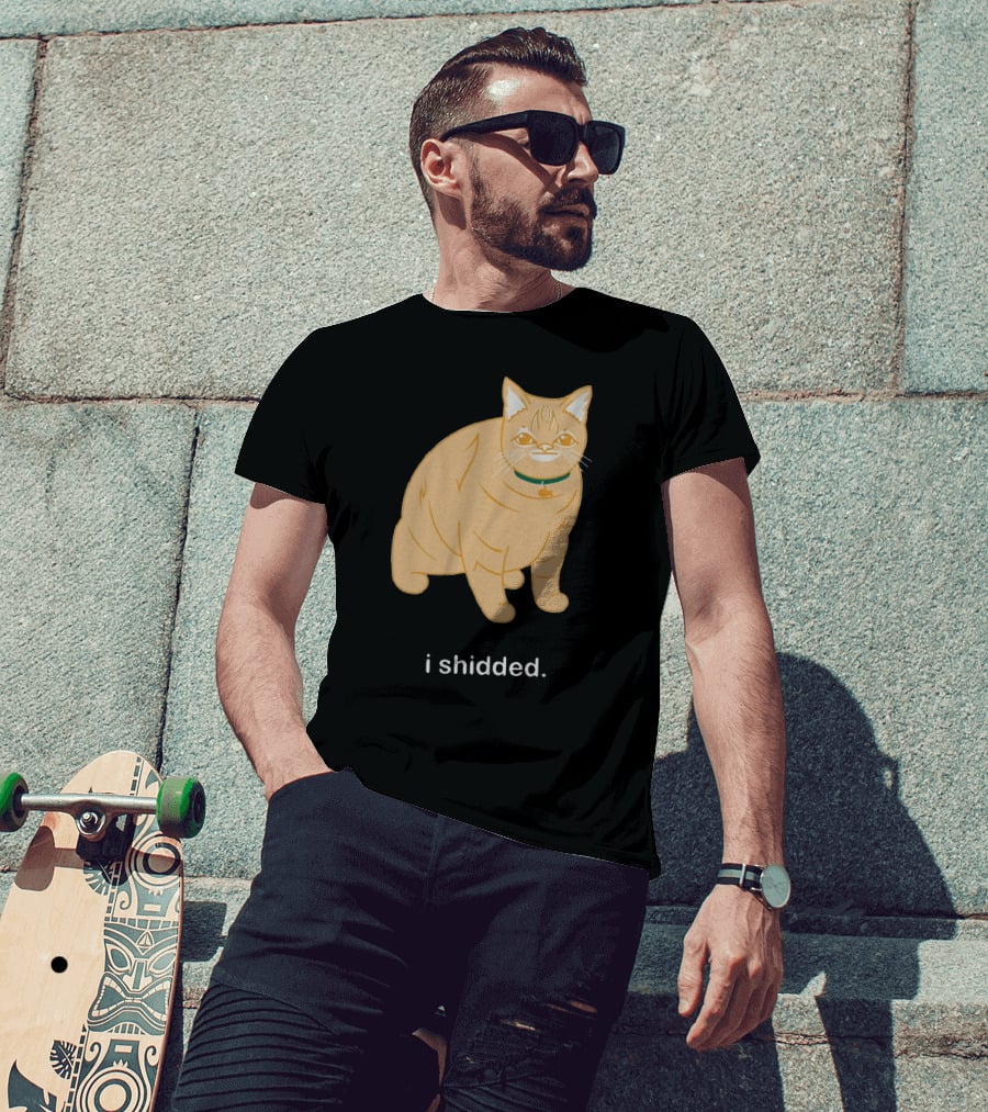 I Shidded Cat Orange Feline With Green Collar T-Shirt