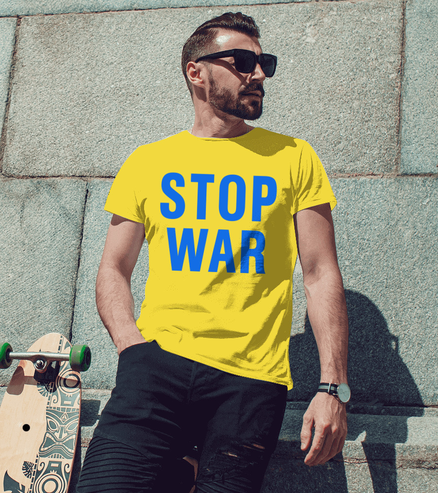 Illia Kovtun Stop War Shirt Bold Blue Typography T-Shirt