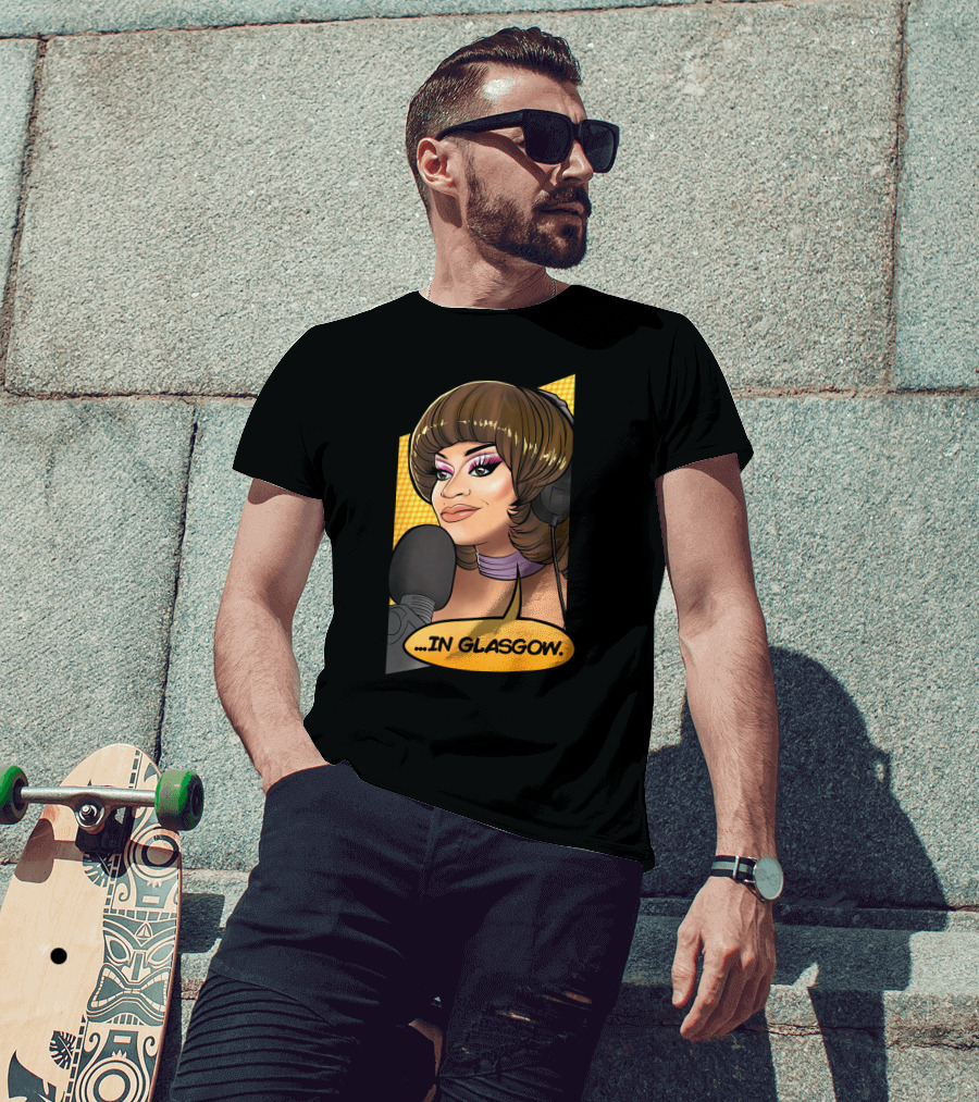 Mybest Judy .in Glasgow Pop Art Style Radio Host Microphone Comic T-Shirt