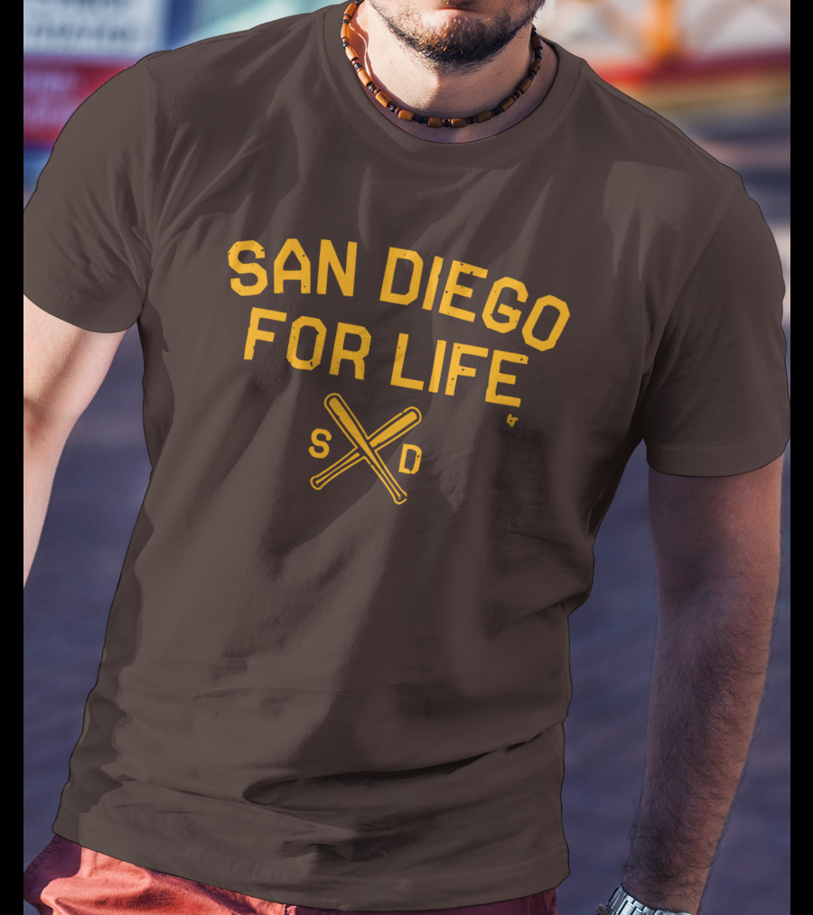 San Diego For Life SD Crossed Baseball Bats T-Shirt